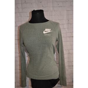 41087 Nike Athletic Sweatshirt Thin Casual Green Cotton Size XS Womens